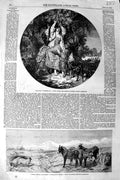 Old Antique Print 1853 Lytham Common Lancashire Donkeys May Day Children 19th