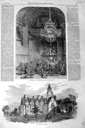 Original Old Antique Print 1855 Bilton Grange Rugby Dejeuner Banqueting-Hall