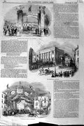 Original Old Antique Print 1843 Triumphal Arch Belgrave Leicester News-Rooms