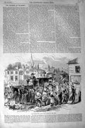 Original Old Antique Print 1851 Scene Wedding Party Mrs Byer'S Horses Carriage