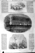 Old Antique Print 1843 Bridge Chatsworth Park Conservatory Illuminations 19th