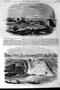 Original Old Antique Print 1856 Railway Canada Bridge River Chaudiere Cheshire