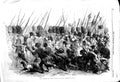 Original Old Antique Print 1856 Scene Return Guards Siers Children War Army