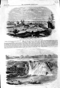 Original Old Antique Print 1856 Grand Trunk Railway Canada Chaudiere Cheshire