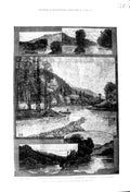 Original Old Antique Print 1881 Cascapediac River Canada Pichaudies Piko Hill