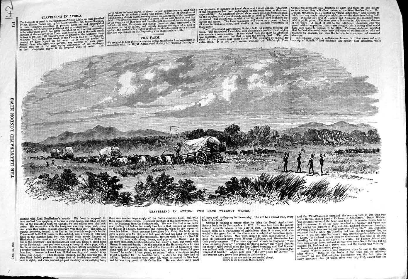 Original Old Antique Print 1869 Travelling Africa Thomas Baines James Chapman