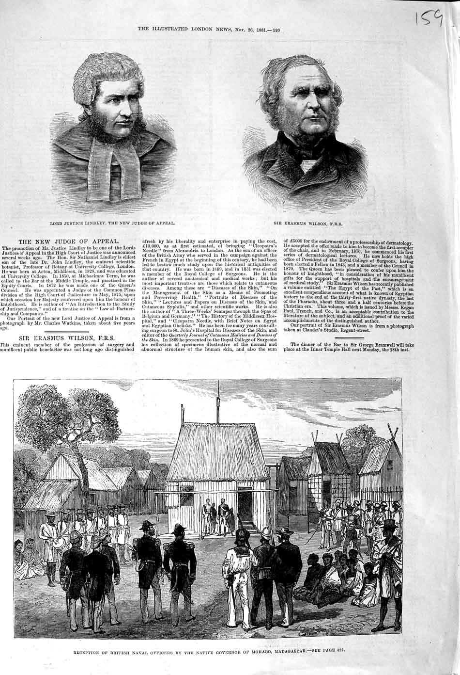 Old Antique Print 1881 Lord Lindley Judge Appeal Wilson Mohab Madagascar 19th