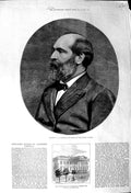 Original Old Antique Print 1881 General Garfield President America Washington