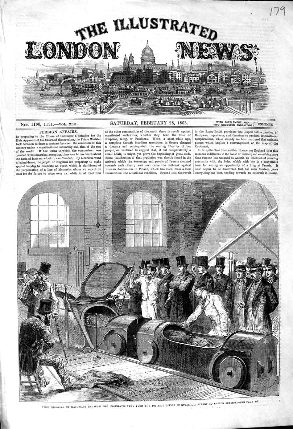 Old Antique Print 1863 Dispatch Mail Bags Pneumatic Tube Eversholt Street 19th