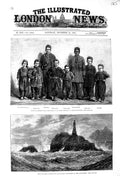 Old Antique Print 1881 Calf-Rock Lighthouse Bantry English Acrobat Boys 19th