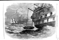 Old Antique Print 1860 New System Lowering Despatching Ships Life Boats 19th