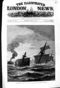Old Antique Print 1878 War Ship H.M.S. Eurydice Dunnose Point Isle Wight 19th