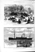 Original Old Antique Print 1883 Union Steam Ship Company Royal Mail Ship Tartar
