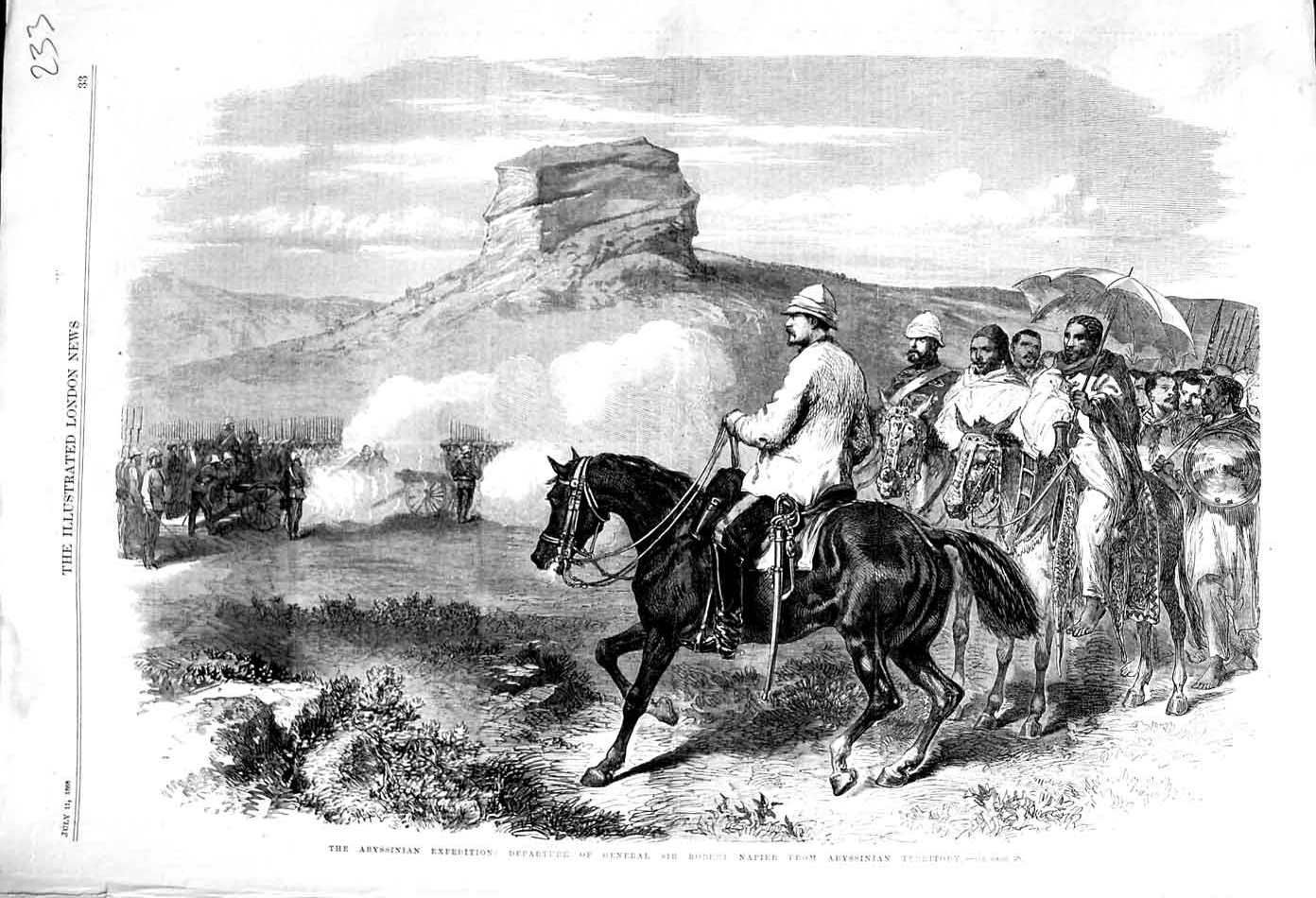 Old Antique Print 1868 Abyssinian Expedition General Robert Napier Horses 19th
