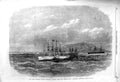 Original Old Antique Print 1869 Great Eastern Ship Portland Harbour Telegraph