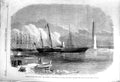 Original Old Antique Print 1869 Suez Canal Empress French Ship Aigle Port Said