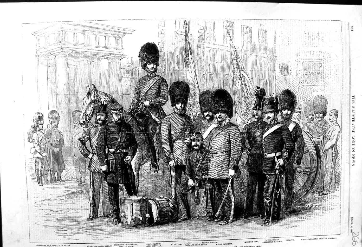 Original Old Antique Print 1861 Artillery Company London Colville Norton Dawes