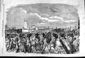 Original Old Antique Print 1856 Guards Passing Vauxhall Bridge Siers War 19th