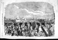 Original Old Antique Print 1856 Guards Passing Vauxhall Bridge Siers Victorian