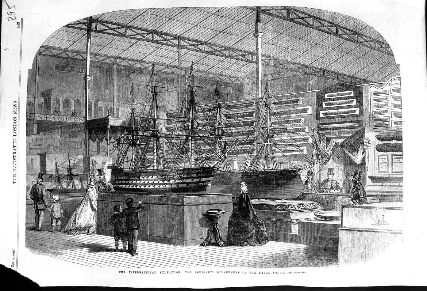 Original Old Antique Print 1862 Exhibition Admiralty Department Naval Court
