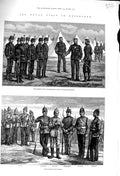 Original Old Antique Print 1881 Edinburgh Scottish Volunteers Siers Lanark Fife