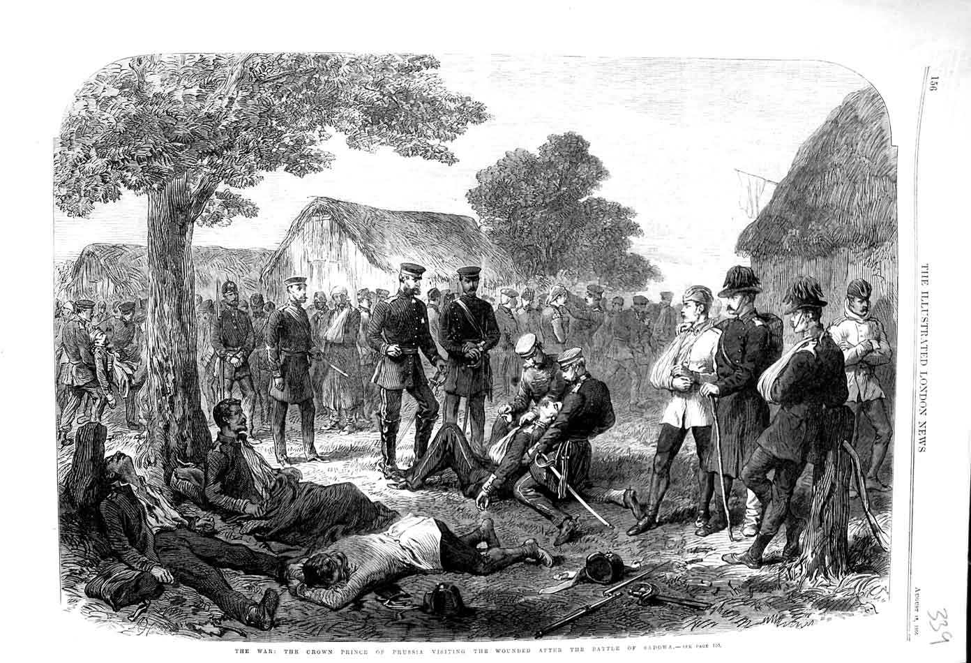 Original Old Antique Print 1866 War Crown Prince Prussia Battle Sadowa Siers