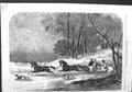 Original Old Antique Print 1863 Caribou Hunting New Brunswick Canada Horses