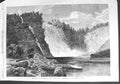 Original Old Antique Print 1862 Falls Montmorency Quebec Canada River Cliffs