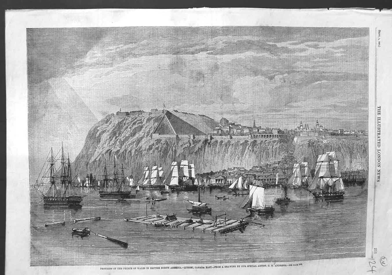 Antique Print Ref.490 1860 Prince Wales British North America Quebec Canada
