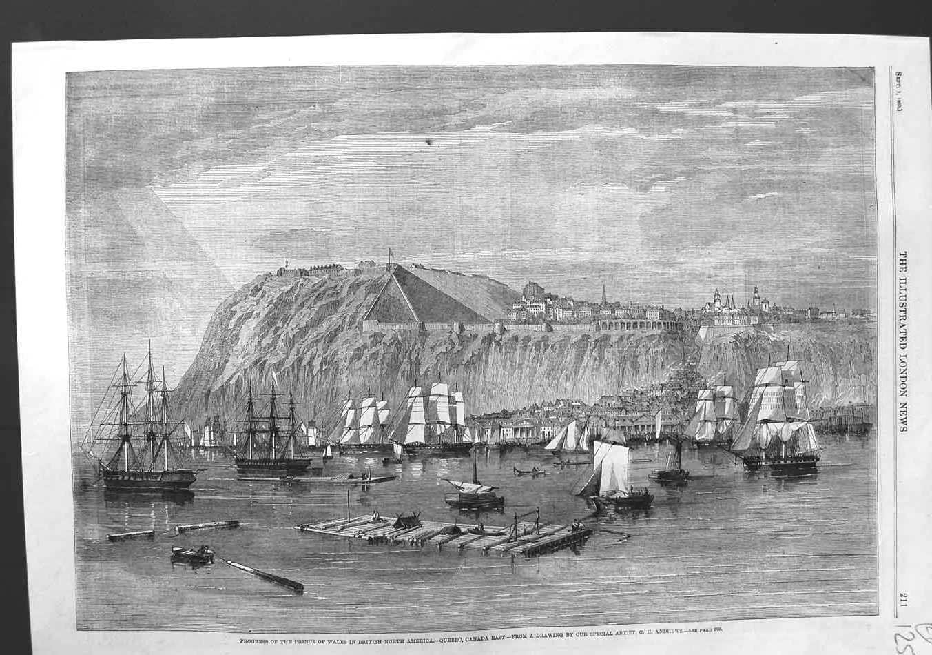 Antique Print Ref.489 1860 Prince Wales British North America Quebec Canada