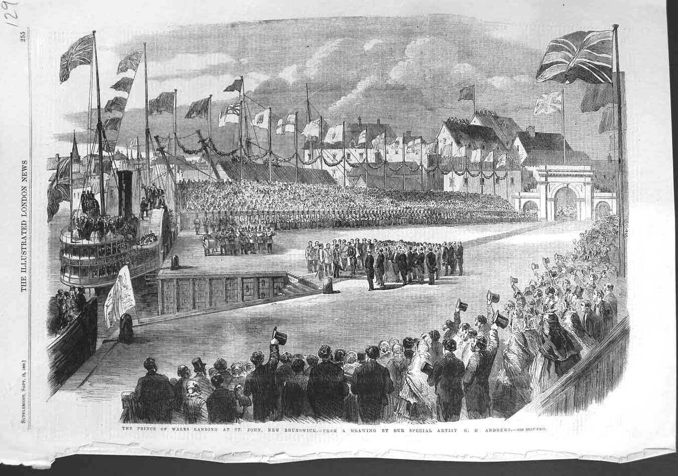 Original Old Antique Print 1860 Prince Wales St. John New Brunswick Ship Siers