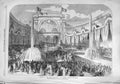 Old Antique Print 1867 Opening Paris Exhibition Central Garden Fountain 19th