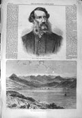 Original Old Antique Print 1867 Port Stanley Falkland Islands Eyre Jamaica 19th