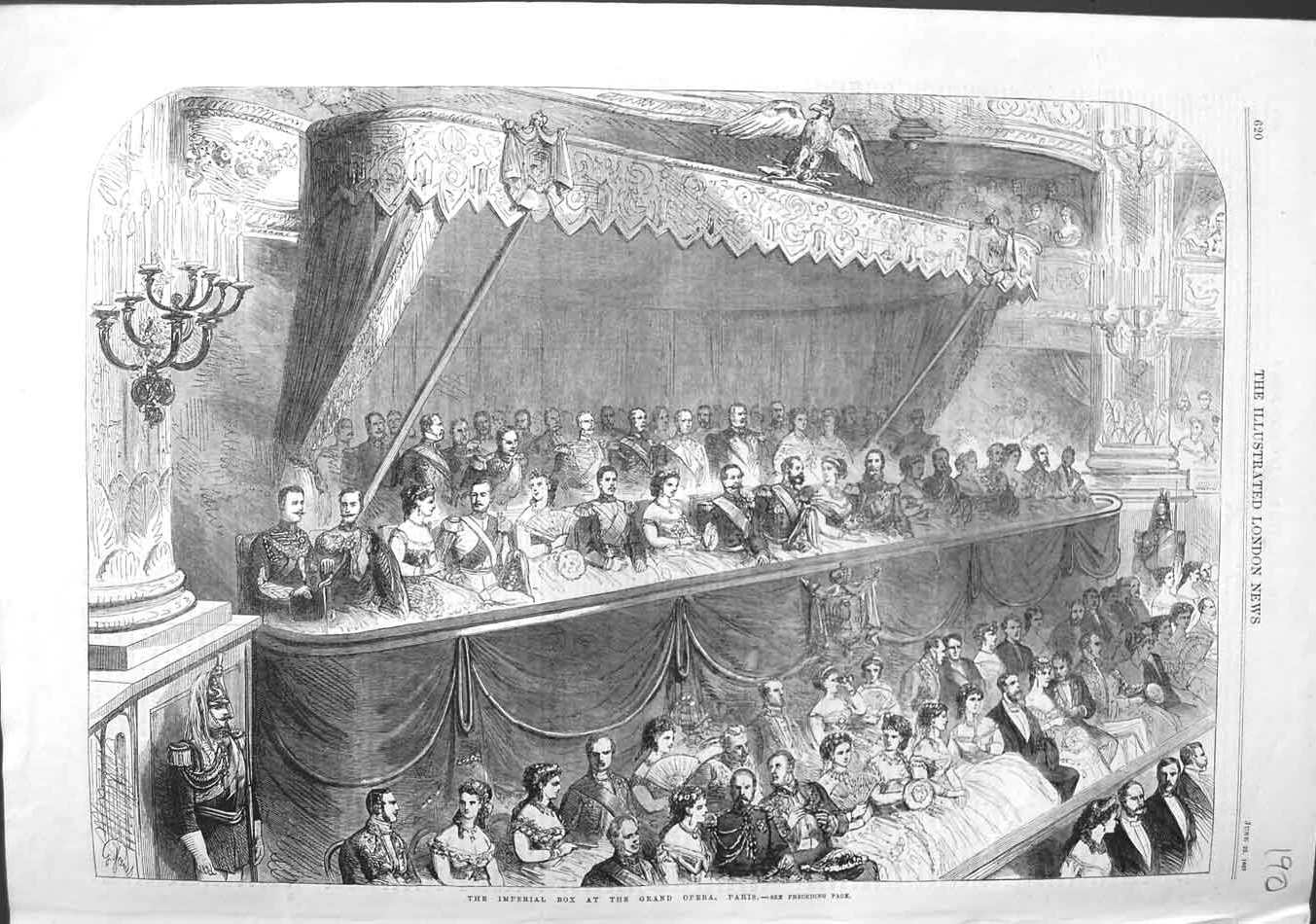 Original Old Antique Print 1867 Imperial Box Grand Opera Paris France Victorian