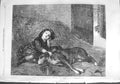 Original Old Antique Print 1867 Bonavia Fine Art Little Girl Sleeping Barn Dog