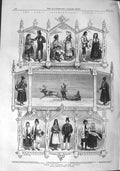 Original Old Antique Print 1867 Paris Exhibition Swedish Norwegian Costumes
