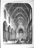 Original Old Antique Print 1867 Interior Andrews Church Heckington Lincolnshire