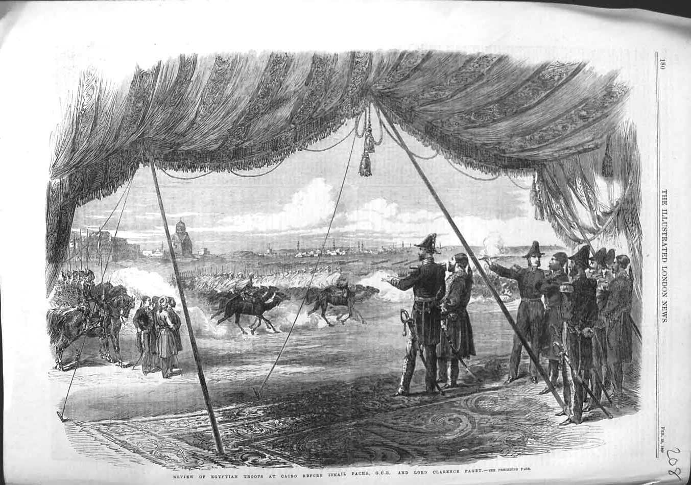 Old Antique Print 1867 Egyptian Troops Cairo Ismail Pacha Lord Clarence 19th