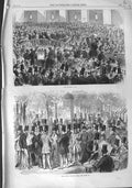 Original Old Antique Print 1867 Little Bourse Paris France People Victorian