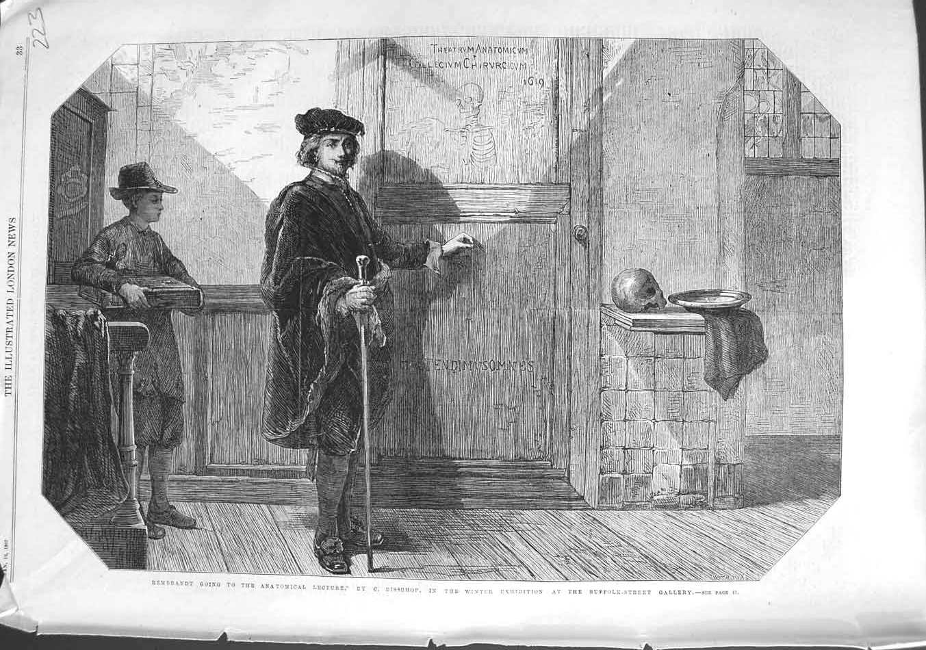 Original Old Antique Print 1867 Rembrandt Anatomical Lecture Bisschop Victorian