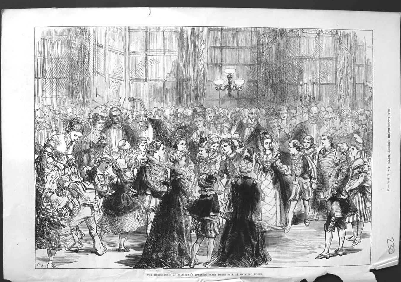 Antique Print *3135 1875Marchioness Salisbury Children Fancy Dress Hatfield