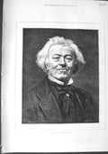 Original Old Antique Print 1875 Portrait Corot French Painter Man Victorian