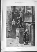 Old Antique Print 1875 Harry Leslie Fine Art British Lion Statue Dudley 19th