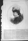 Original Old Antique Print 1875 Portrait Mdlle. Louise Singelli Lady Woman 19th