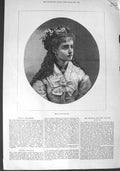 Original Old Antique Print 1875 Portrait Mdlle. Zare Thalberg Woman Lady 19th