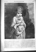 Original Old Antique Print 1856 Joshua Reyns Fine Art Little Strawberry Girl