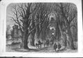 Original Old Antique Print 1864 Fine Art Roundheads Parole Castle Trees River