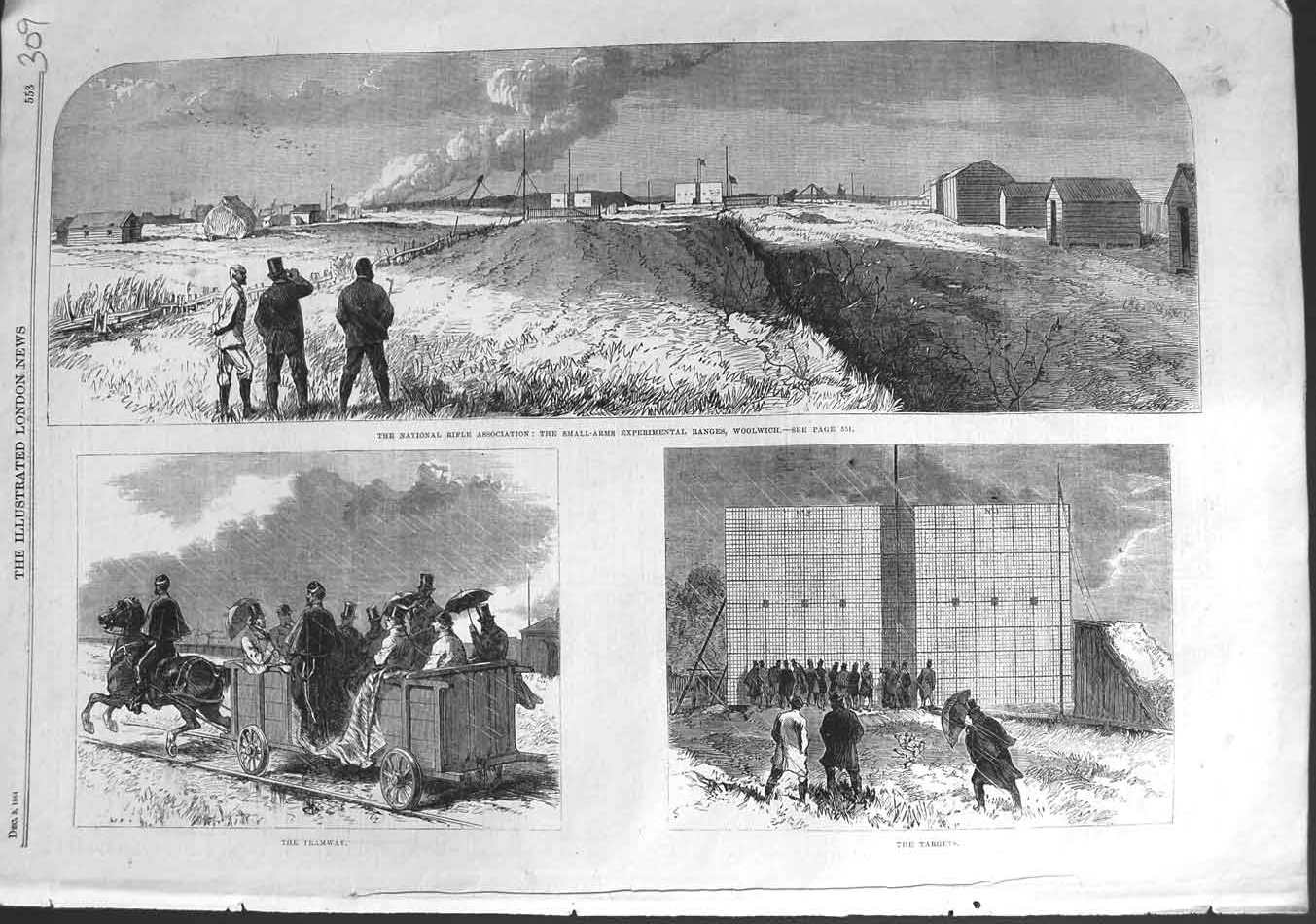 Original Old Antique Print 1864 National Rifle Association Woolwich Ranges 19th