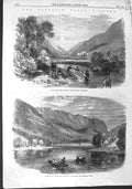 Original Old Antique Print 1864 Scotland Pearl Fishing Balquhidder Loch Lubnaig