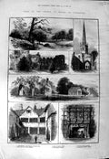 Original Old Antique Print 1882 Prince Wales Leicester Matlock Bradgate Abbey